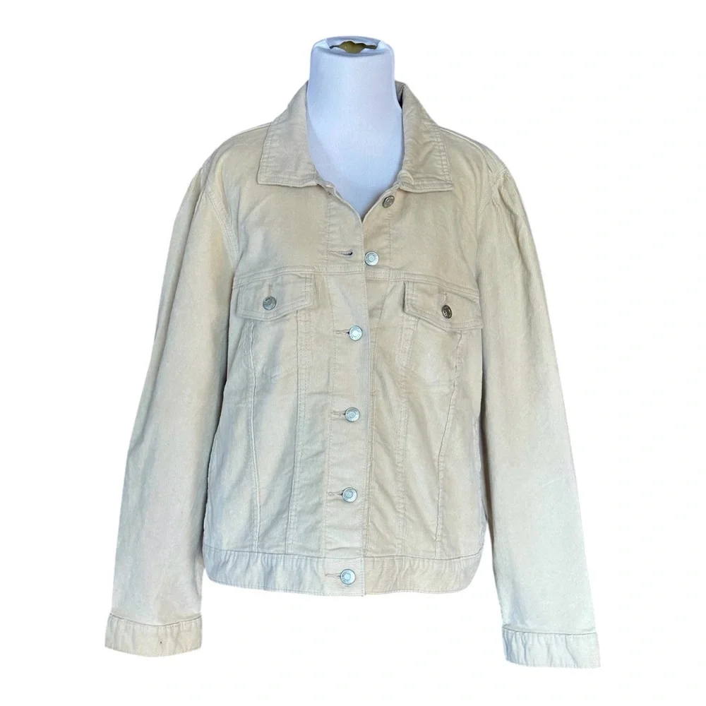 Gap Women’s Corduroy Jean Jacket | Color Oyster Gray | Size XXL | NWT